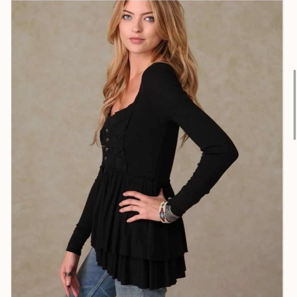 Free People Level Heat Layered Peplum Top